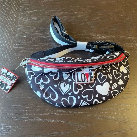 Brighton Love Black and White Womens Adjustable Fanny Pack NWT - Picture 1 of 13